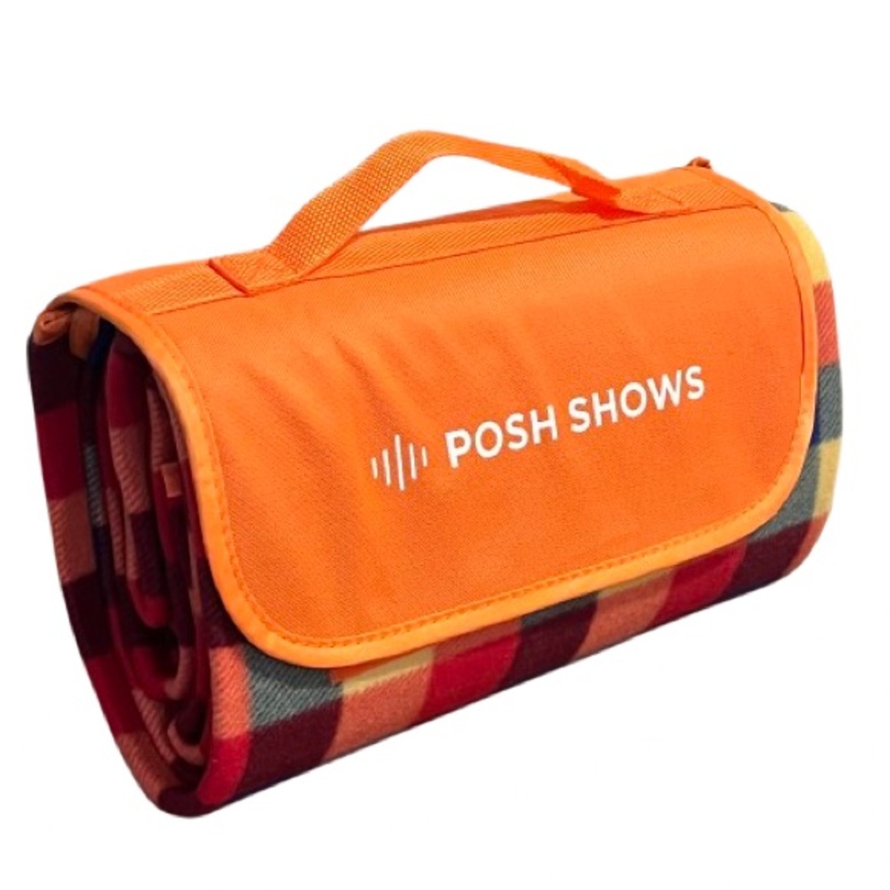 🆕- Roll-Up Plaid Blanket Embroidered with “Posh Shows”